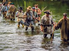 Reenactment of the revolutionary war at Sycamore Shoals in Elizabethton