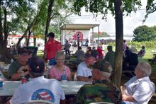 Veterans enjoy food and fellowship during Clarksville's Welcome Home Veterans Celebration.