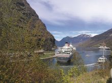 Fred. Olsen Cruise Lines' flagship 'Balmoral' in Olden, Norway. 