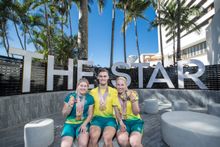 Australian Gold Medal Cyclists visit The Star Gold Coast - Stephanie Morton, Matthew Glaetzer and Kaarle McCulloch