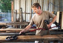 Mark Fortune from R2 Timbers preparing timber for crafting
