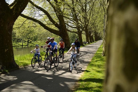 Radfahrer am Neckar bei Heilbronn