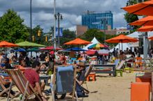Campus Martius Park continues to be the most active pedestrian area in the heart of the city, offering concerts, movies and fami