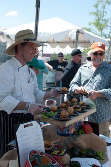 Chef's compete at the Green Chile Cheeseburger Smackdown in Santa Fe