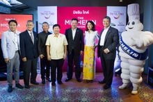 Senior Thai officials and Michelin executives at the press conference held in Phuket to announce the launch of Michelin Guide Bangkok, Phuket and Phang Nga 2019. Seen in the group photo have included Mr. Yuthasak Supasorn, TAT Governor (3rd from right); M