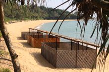 Three current hatcheries outside the Nelayan restaurant at Tanjong Jara Resort