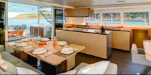 Internal living area on a Dream Yacht Charters catamaran