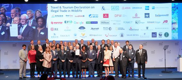   Brett Tollman and WTTC members on stage for the Buenos Aires Travel & Tourism Declaration on Illegal Trade in Wildlife