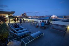 Sydney Harbour YHA rooftop by night