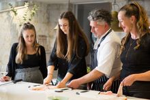 Chef Ben Tunnicliffe gives a fish filleting demonstration to the Cornish Gems team to showcase the new private dining experience offering