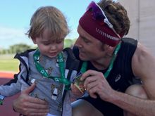 Bonding Tim: Adam 'Adsy' Gordon and son Leo