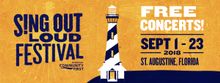 Sing out Loud Festival logo with dates. 