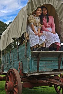 covered wagon at Philip Foster Farm
