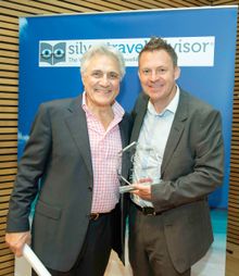 Keith Norman, Affinity Sales Manager at Fred. Olsen Cruise Lines (right) with Classic FM presenter John Suchet at the awards  (Photo credit: Silver Travel Advisor / Steve Dunlop) 