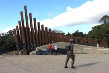 The  million Gallipoli to Armistice memorial is approaching completion and includes a state of Duncan Chapman, the first man ashore at Anzac Cove, facing steel columns up to 8m high which represent the cliffs of Gallipoli.