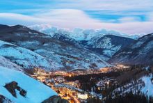 Twilight view of Vail Valley during the winter