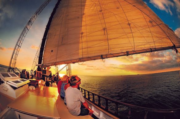 Sunset cruising on a schooner