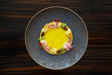NOBU InterContinental Hong Kong -(Niigata Showcased dish:  Hata & Ama Ebi Sashimi - Kiku Dressing