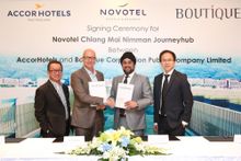 (left to right) Mr. Victor Pang (left), Vice President Development Thailand, Cambodia, Laos, Myanmar and Vietnam, Mr. Patrick Basset (middle), Chief Operating Officer of AccorHotels for Upper Southeast and Northeast Asia and the Maldives, Mr. Prab Thakral