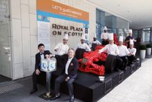 Patrick Fiat and the talented culinary team behind the life-sized lobster and crab shells race car, Royal Plaza on Scotts