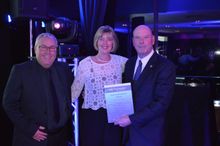 Best Western Kennedy Drive Airport Motel Hotel Achievement Award Karen Baldwin with MD Graham Perry and RSM Paul Henshaw