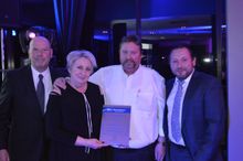 Best Western Catherdral Motor Inn Hotel Achievement Award Rosalie & Stephen DeAraugo with MD Graham Perry and RMS Lawrence Heasman