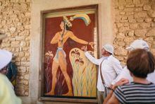 Dr. Sandy MacGillivray lecturing to guests at the Palace of Knossos in Crete, Greece