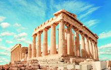 The Parthenon temple on a clear, sunny day