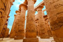 The great Hypostyle Hall at the Temples of Karnak in ancient Thebes, Egypt