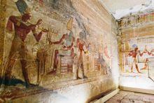 The enchanting interior of the Tomb of Seti I in Abydos, Egypt