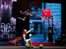 Photo caption: La Parisienne Cabaret Francais, which includes thrilling performances including gravity-defying basketball acrobatics and Globe of Death motorcycle racing, has been extended until Jan. 6, 2019.