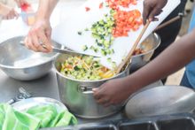 Preparing lunch on the overland tour