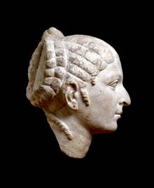 Portrait head resembling Cleopatra Italy, 50–30 BCE limestone