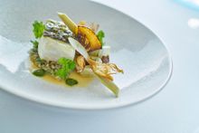 Rech by Alain Ducasse - Line-caught sea bass on scales, artichoke-citron-coriander