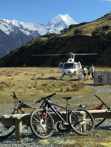 The cycle begins with a short but spectacular heli-flight over the Tasman River