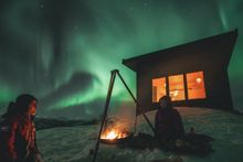 Polar night bonfire near Alta