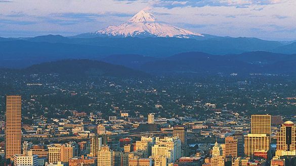 Portland skyline and Mt. Hood