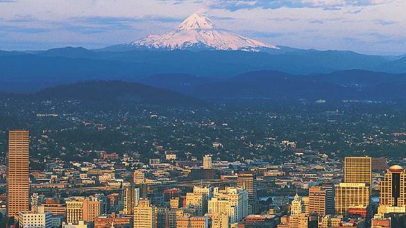 Portland skyline and Mt. Hood