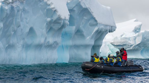 Photographers in Zodiac, Antarctica
