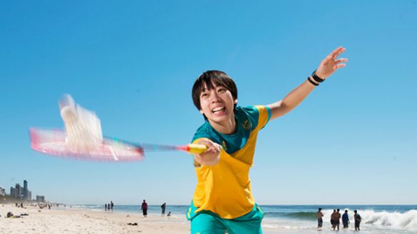 Queensland badminton star Hsuan Yu Chen (Wendy) on Surfers Paradise beach