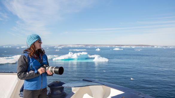 Photographer on board Polar Pioneer in the European Arctic