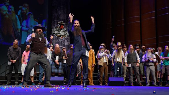 Competitor Ygnacio Cervio on stage at recent World Beard & Moustache Champs in Austin Competitor Ygnacio Cervio on stage at recent World Beard & Moustache Champs in Austin