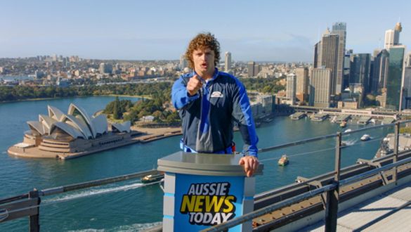 'Wallabies' rugby union star Nick Cummins (aka 'The Honey Badger') reporting on the latest Australian travel news for Aussie News Today.