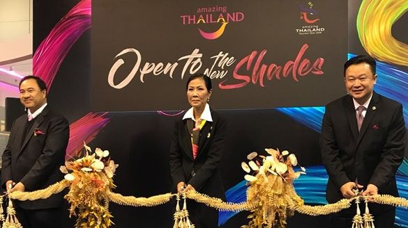 H.E. Mrs. Kobkarn Wattanavrangkul, Minister of Tourism and Sports, Mr. Kalin Sarasin, Chairman of the Board of TAT, and Mr. Yuthasak Supasorn, TAT Governor, jointly opened the Thai pavilion at WTM London 2017