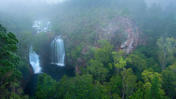 A misty, moist Florence Falls is a sight to behold in the NT wet.