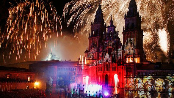 Fireworks in Santiago de Compostela, Galicia