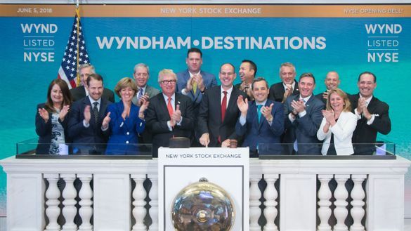 The Wyndham Destinations Senior Leadership Team ringing the bell at the New York Stock Exchange on June 4