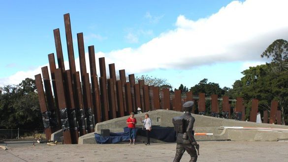 The  million Gallipoli to Armistice memorial is approaching completion and includes a state of Duncan Chapman, the first man ashore at Anzac Cove, facing steel columns up to 8m high which represent the cliffs of Gallipoli.