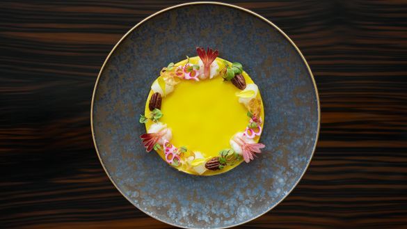 NOBU InterContinental Hong Kong -(Niigata Showcased dish: Hata & Ama Ebi Sashimi - Kiku Dressing NOBU InterContinental Hong Kong -(Niigata Showcased dish: Hata & Ama Ebi Sashimi - Kiku Dressing