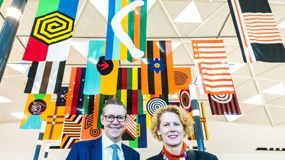 Elizabeth   Ann  Macgregor,   MCA   Director OBE; Geoff  Culbert,  CEO,   Sydney  Airport,   MCA  &  Sydney   Airport   Commission ,  2018.   Photograph:   Anna   Kucera